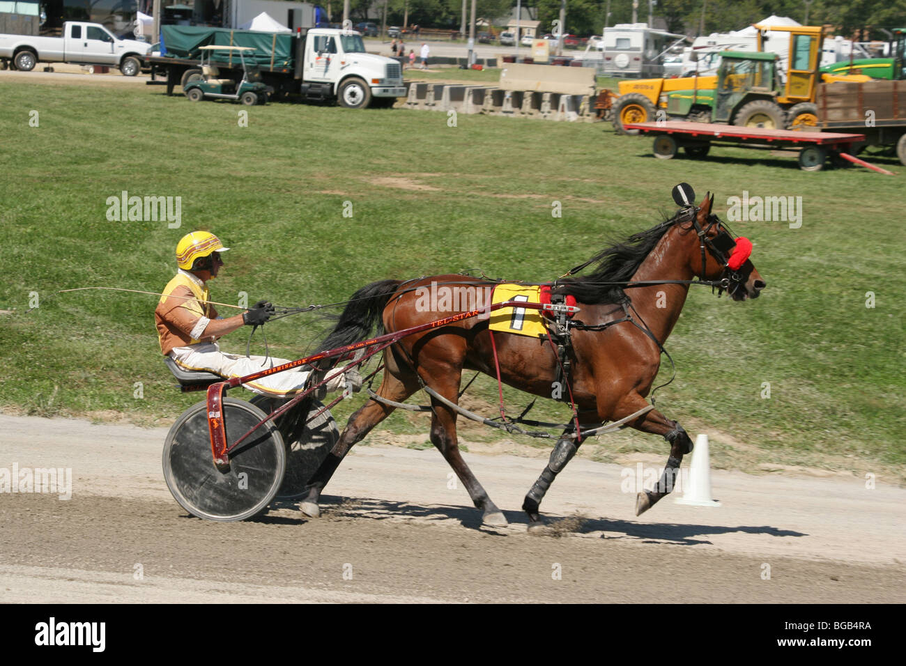 Cablaggio Racing. Corse di cavalli. Canfield Fair, Canfield, Ohio, Stati Uniti d'America. Foto Stock