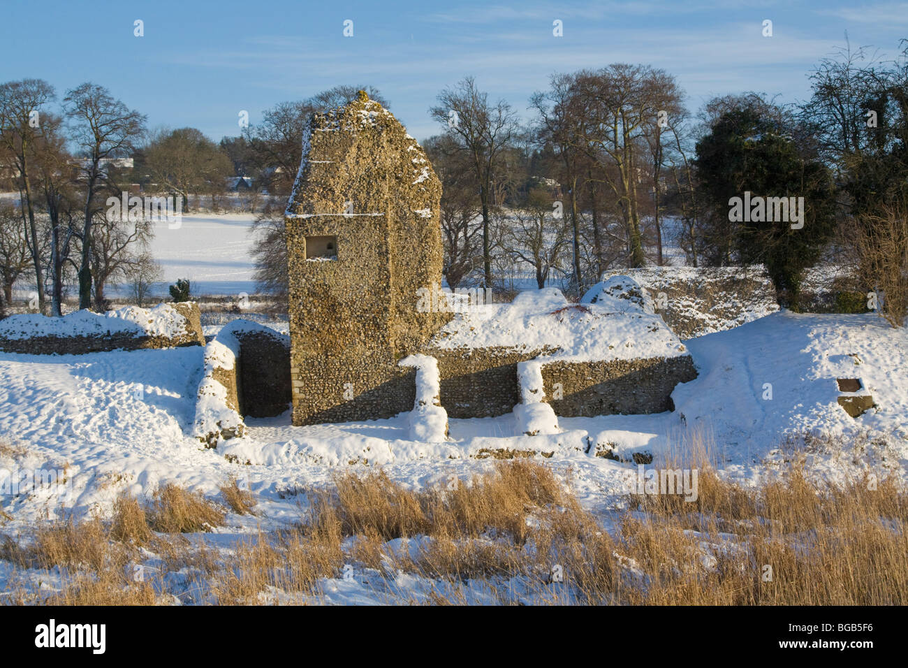 Berkhamsted Castello inverno Hertfordshire Foto Stock