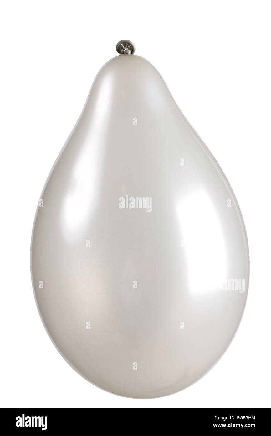 Gonfiato il palloncino di argento isolato su bianco Foto Stock