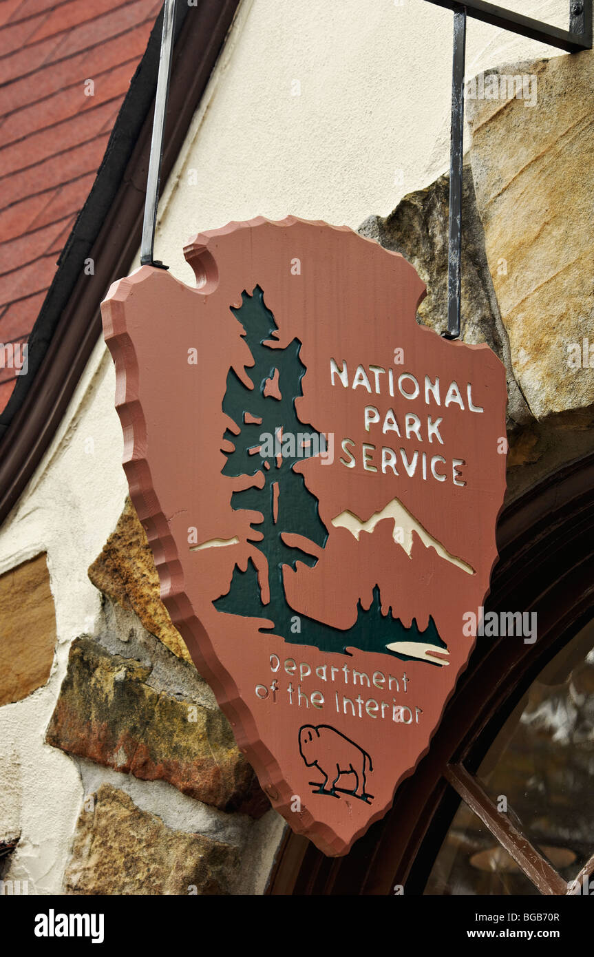 Parco nazionale di segno di servizio presso il punto parco a Lookout Mountain a Chattanooga, Tennessee Foto Stock