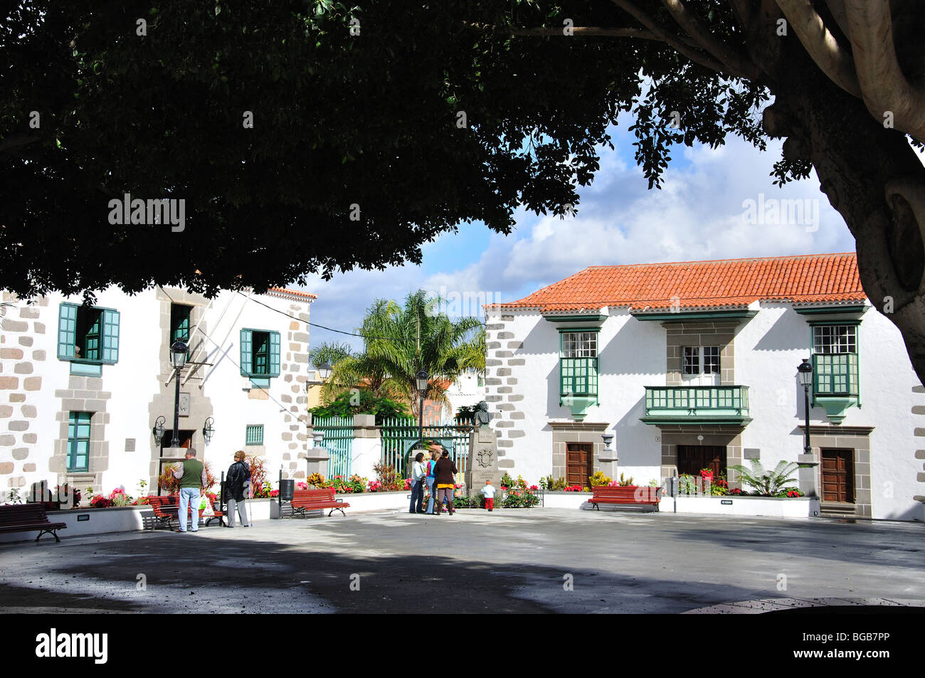 Edifici Coloniali, Plaza San Juan Bautista, San Juan, Telde, Telde comune, Gran Canaria Isole Canarie Spagna Foto Stock