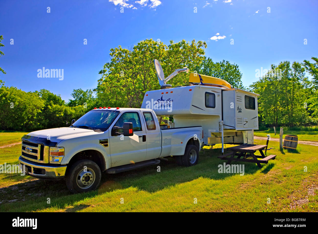 Camper presso il campeggio Conestoga nella città di Winnipeg, Manitoba, Canada. Foto Stock