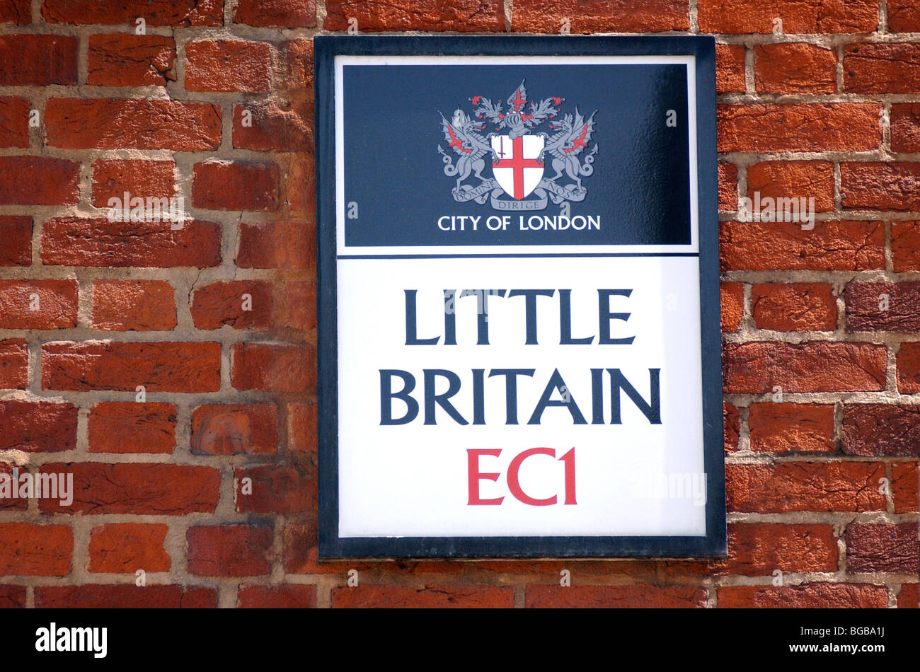 Royalty free fotografia di Little Britain Gran Bretagna firmano Landmark London interessante Foto Stock