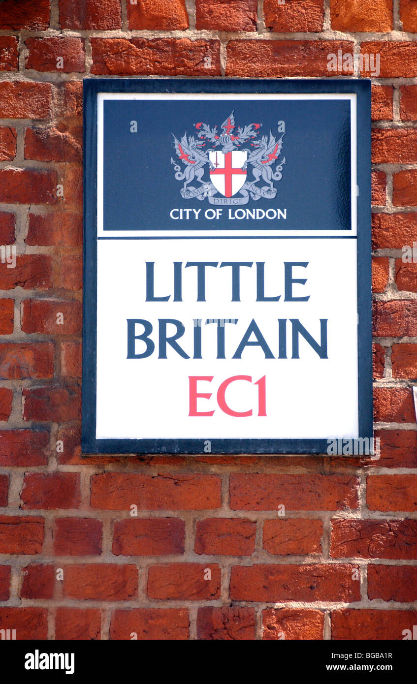 Royalty free fotografia di Little Britain Gran Bretagna firmano Landmark London interessante Foto Stock