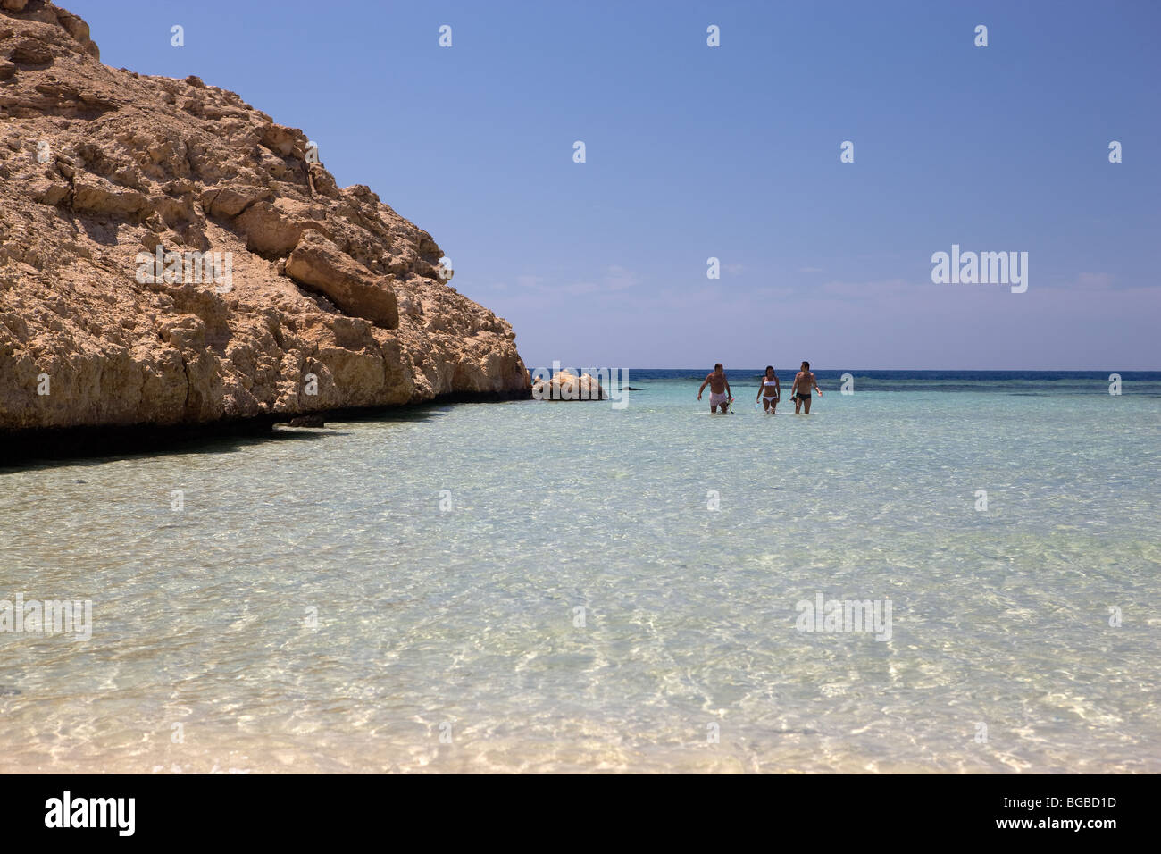Africa, Egitto Sharm el Sheikh, il parco nazionale di Ras Mohammed, spiaggia, mare, acqua, blu, i colori e i ragazzi Foto Stock