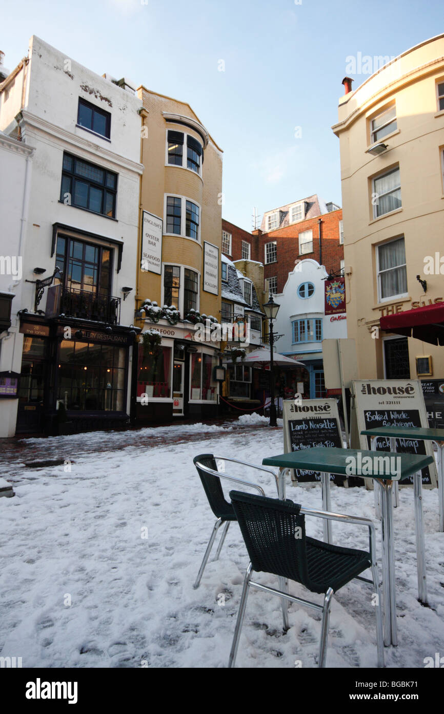 Neve in tutta la città (Brighton, Inghilterra) Foto Stock