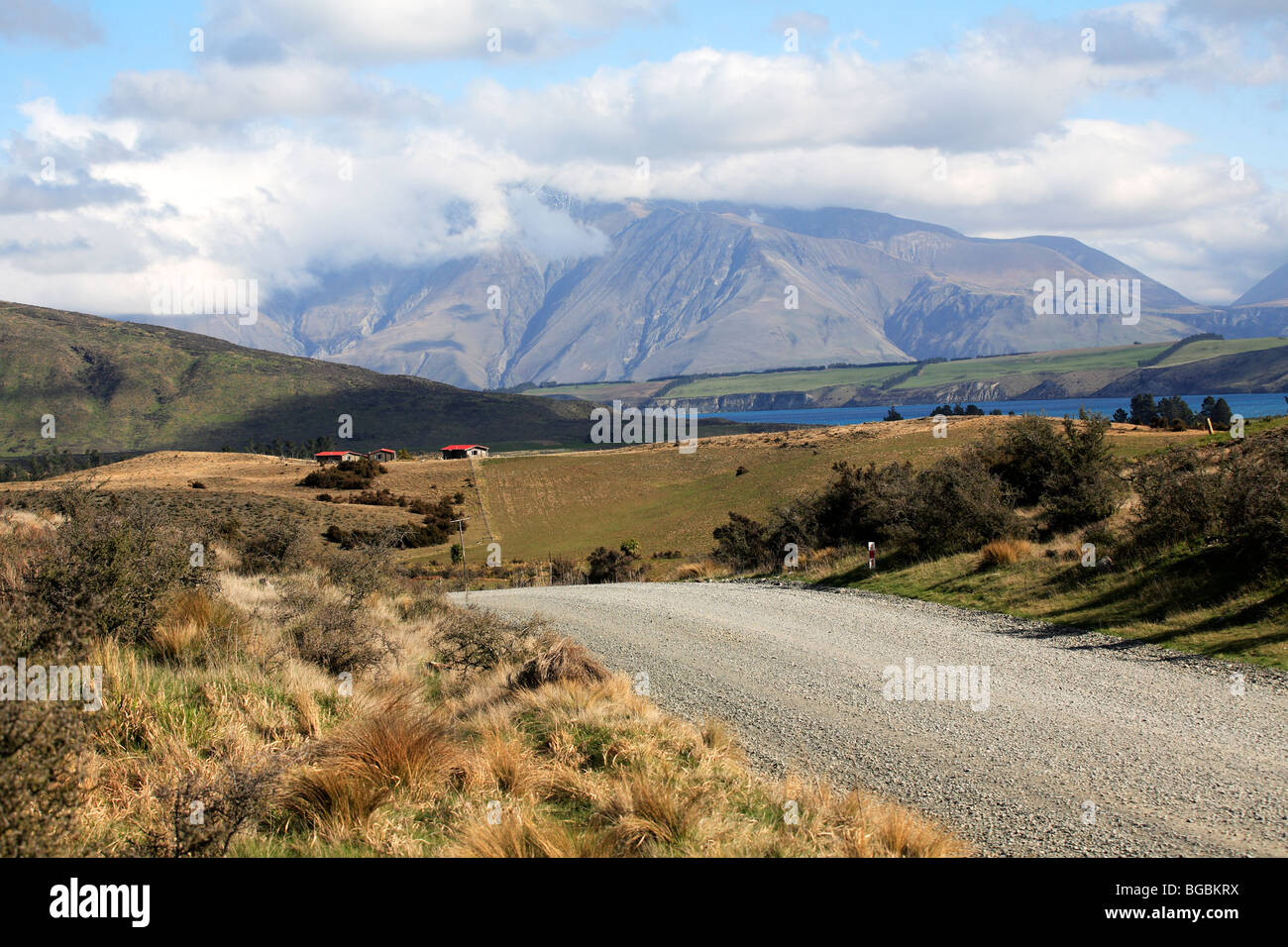 Edifici con tetti rossi Nuova Zelanda Mount campagna area Hutt Foto Stock