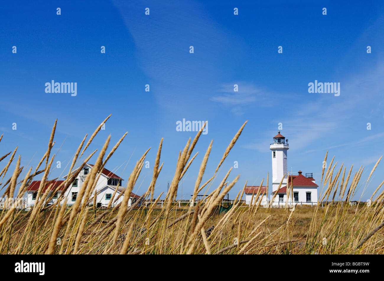 Punto Faro di Wilson, Fort Worden parco statale, Port Townsend, nello Stato di Washington, USA Foto Stock