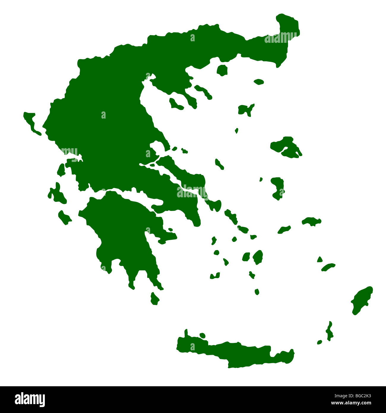 Mappa di Grecia isolati su sfondo bianco. Foto Stock