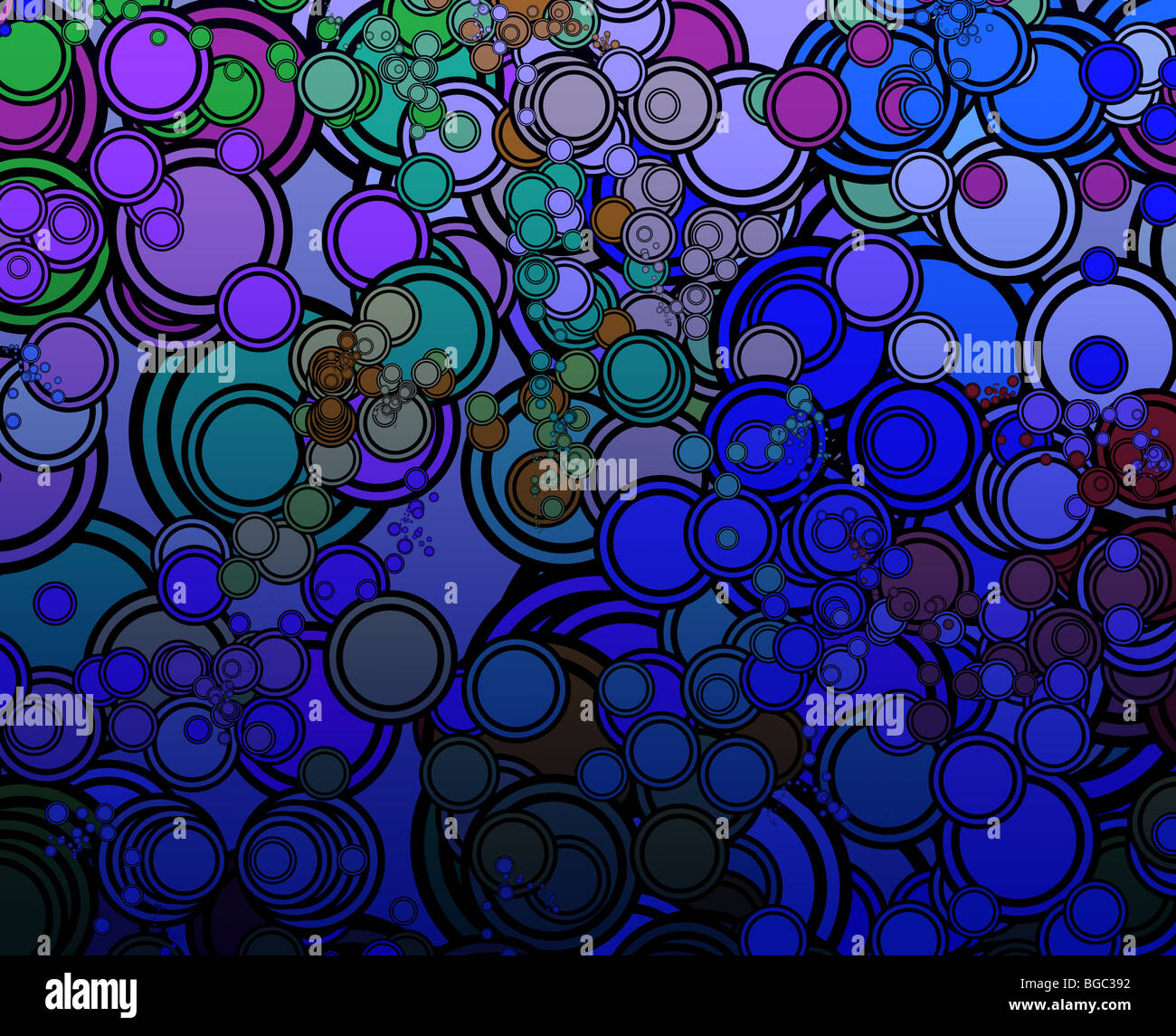 Retrò psichedelico astratto cerchio multicolore design pattern Foto Stock