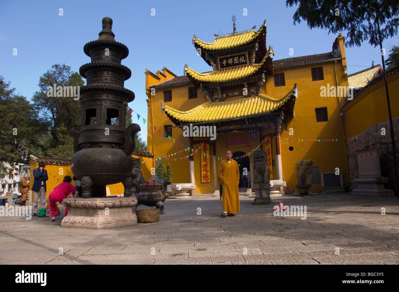 Zhiyuan tempio Jiuhua Shan. Provincia di Anhui, Cina. Foto Stock