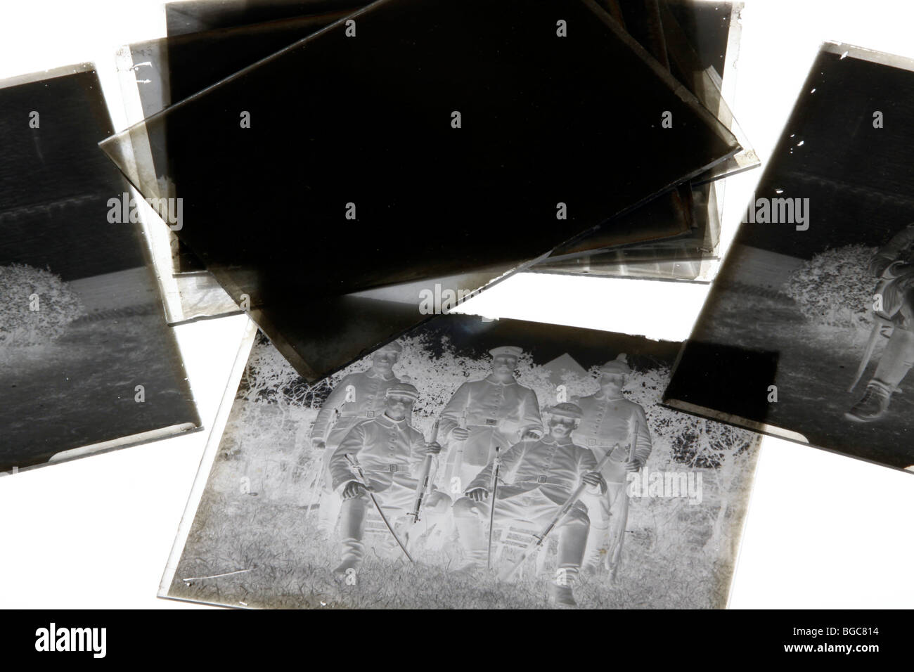 Le vecchie fotografie sul bromuro di argento gelatina di lastre a secco Foto Stock