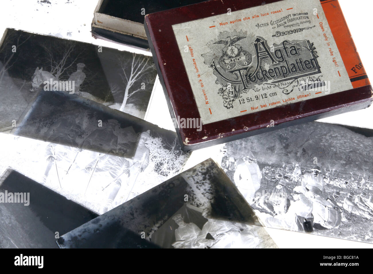 Vecchia esposta di bromuro di argento gelatina negativi di vetro Foto Stock