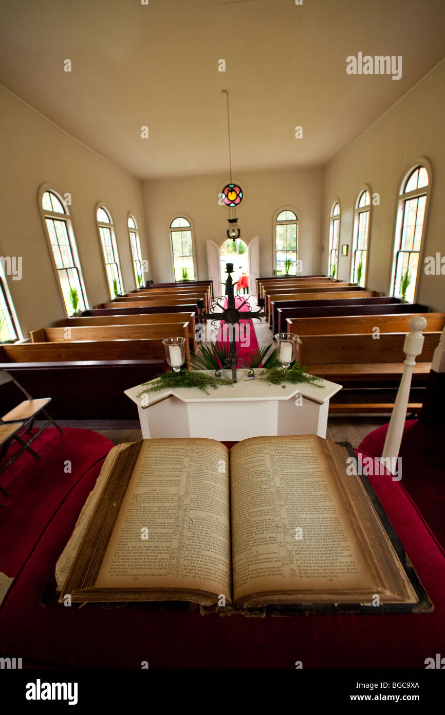 Interno della Stoney Creek indipendente dalla Chiesa presbiteriana McPhersonville, Carolina del Sud Foto Stock