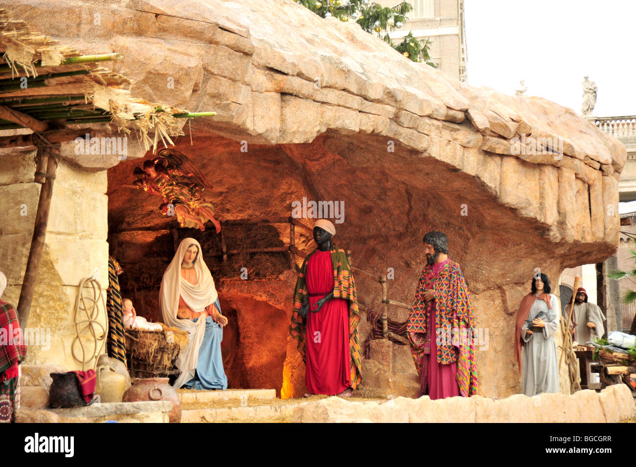 Rappresentazione della natività una tradizione di Natale in piazza San Pietro Roma Città del Vaticano Foto Stock