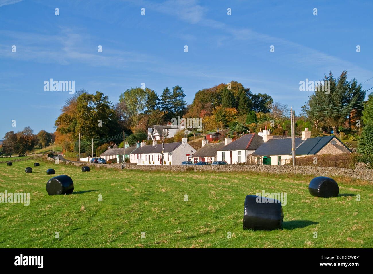 Case vacanze nel villaggio di Moniaive, Dumfries and Galloway, Scozia Foto Stock