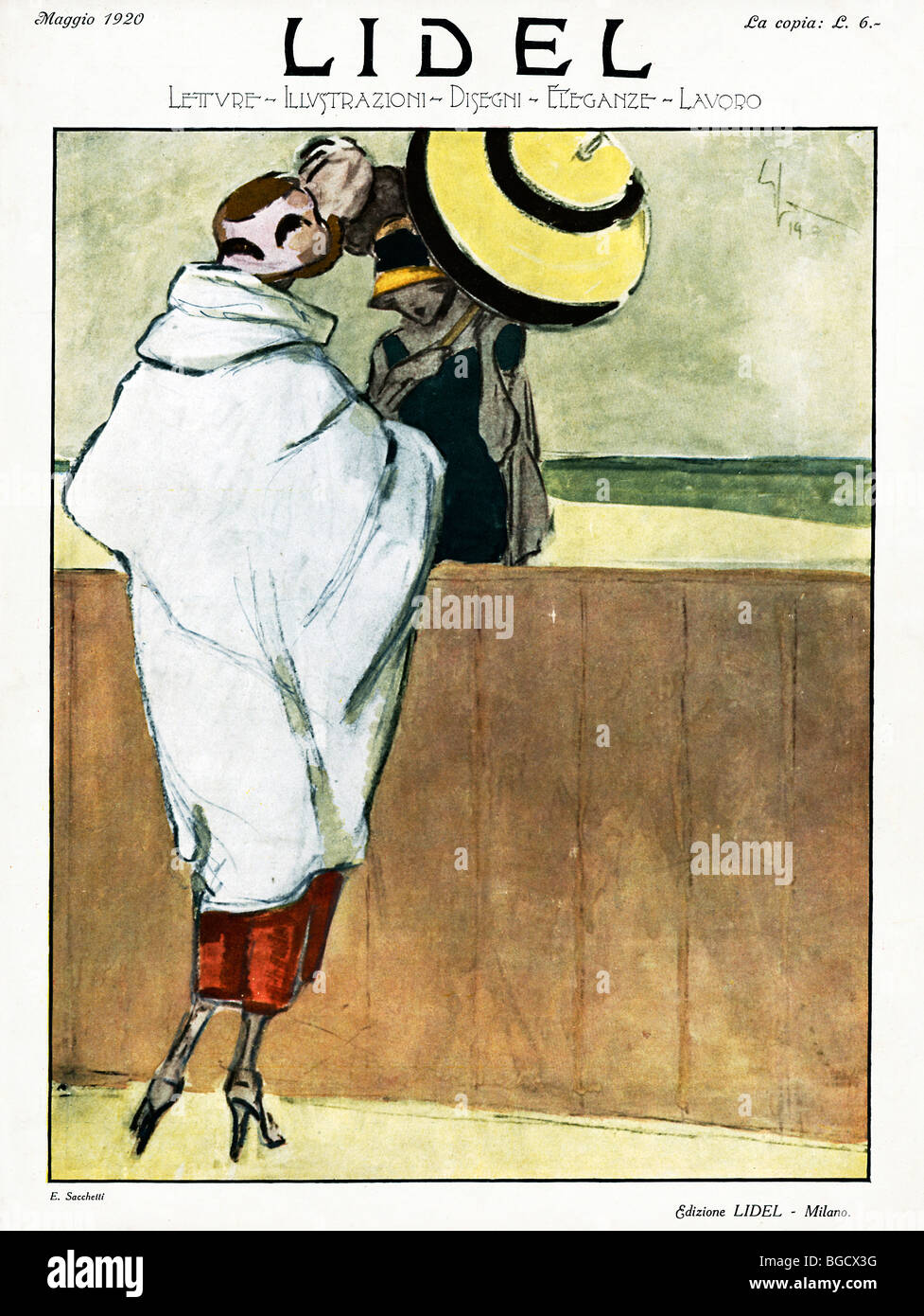 Lidel, 1920 coperchio della moda italiana e lifestyle magazine pubblicato a Milano, elegante signore in vacanza Foto Stock