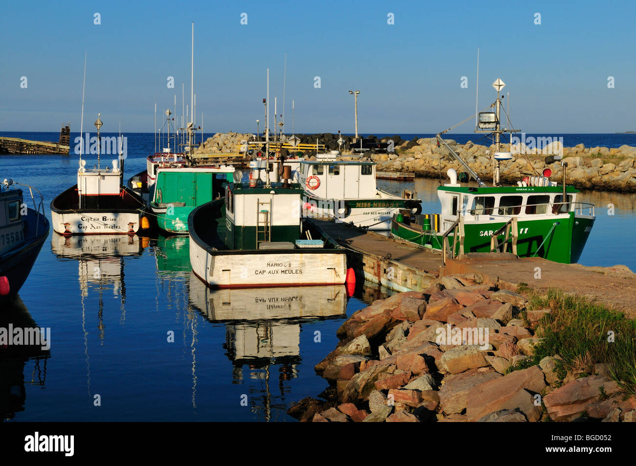 Barca da pesca nel porto di grosse Ile, Iles de la Madeleine, le isole della Maddalena, Québec Maritime, Canada, America del Nord Foto Stock