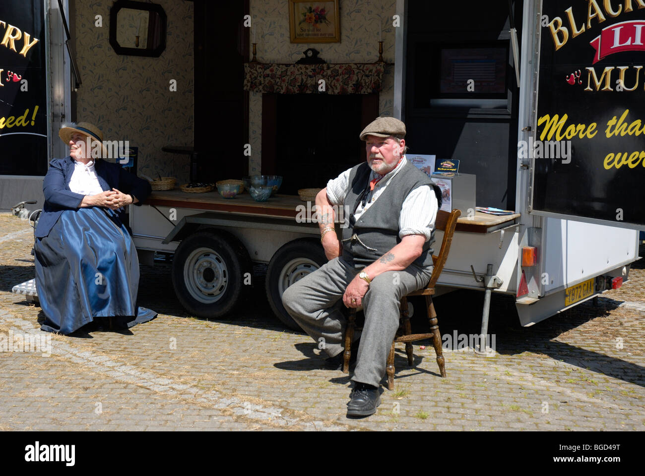 Un supporto per la pubblicità delle 'Black Country Museum' presso il Festival dei canali, Eturia, Stoke-on-Trent. Foto Stock