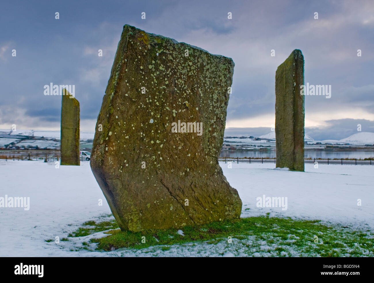 Il comitato permanente delle pietre di Stenness Orkney continentale, Highland scozzesi. Regno Unito SCO 5630 Foto Stock