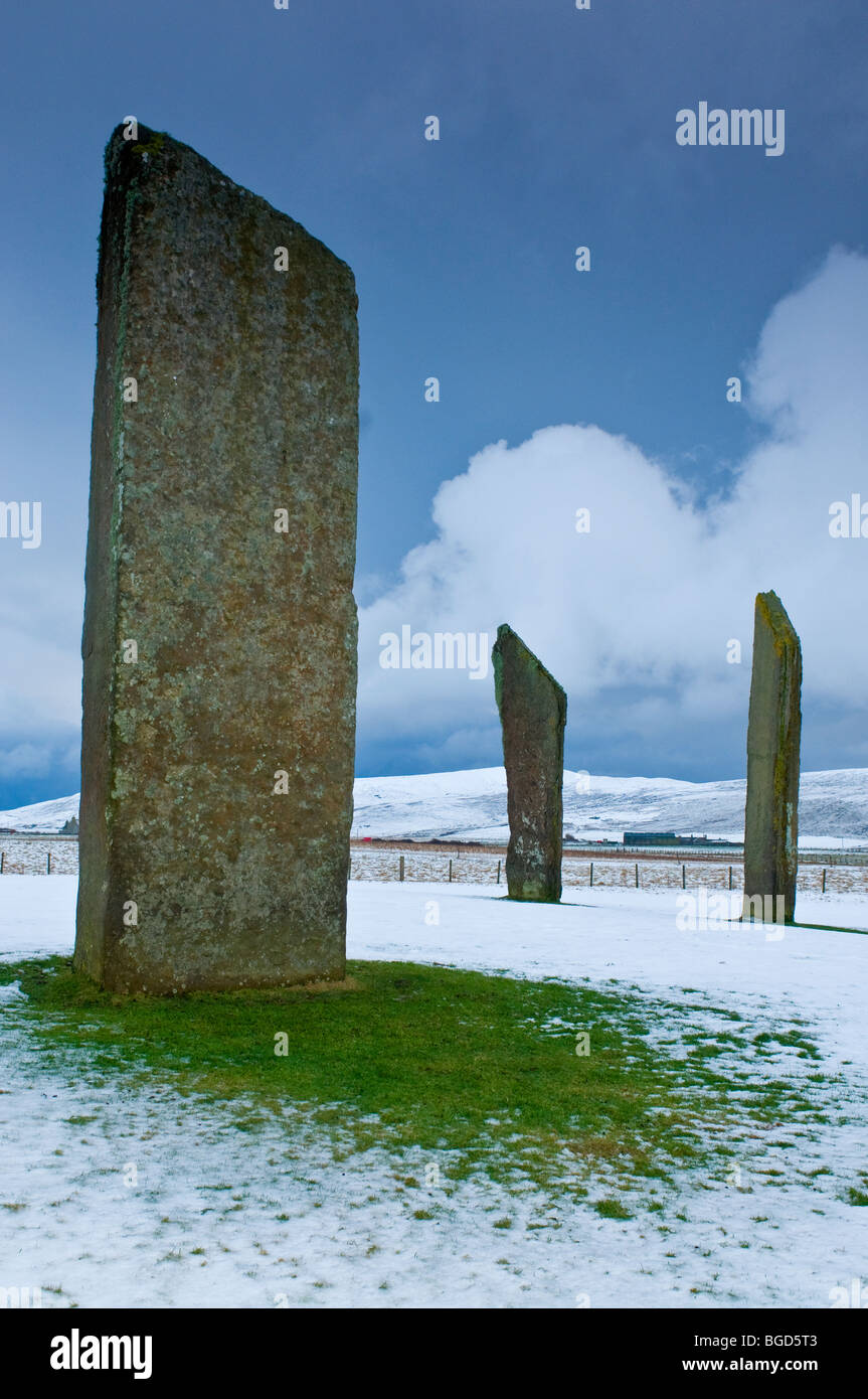 Il comitato permanente delle pietre di Stenness Orkney continentale, Highland scozzesi. Regno Unito SCO 5632 Foto Stock