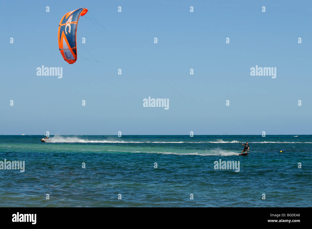 Kitesurfer, Crandon Park di Key Biscayne, Miami, Florida, Stati Uniti d'America Foto Stock