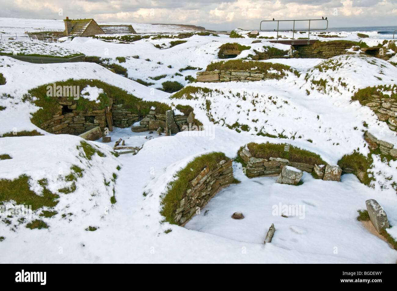 Skara Brae nord europa miglior conservati villaggio neolitico di Orkney continentale regione delle Highlands Scozzesi. SCO 5676 Foto Stock