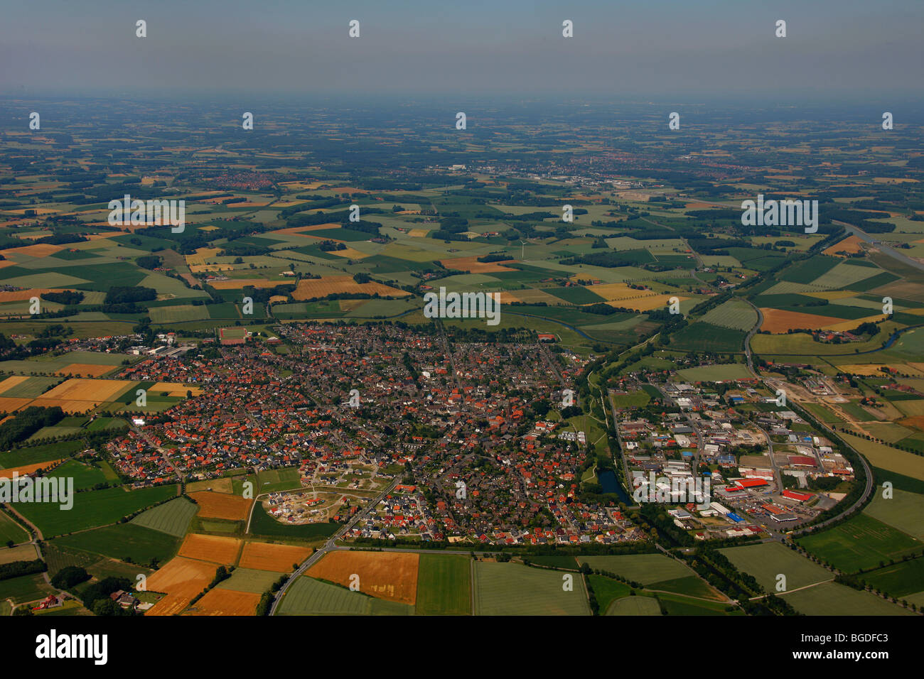 Foto aerea, area di sviluppo, Olfen, Ruhrgebiet regione Renania settentrionale-Vestfalia, Germania, Europa Foto Stock