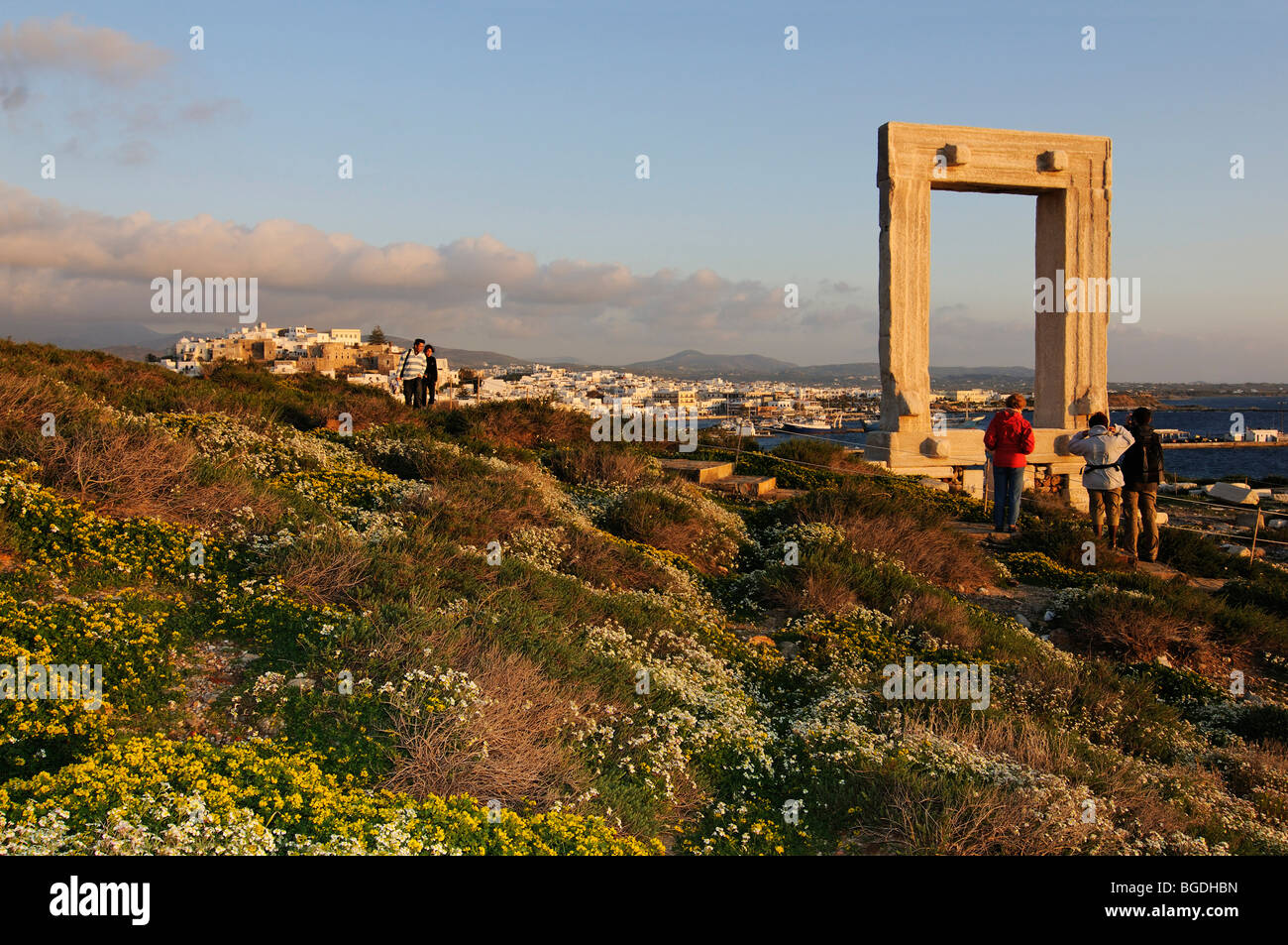 Portara di Naxos, il Tempio di Apollo, Naxos, Cicladi Grecia, Europa Foto Stock