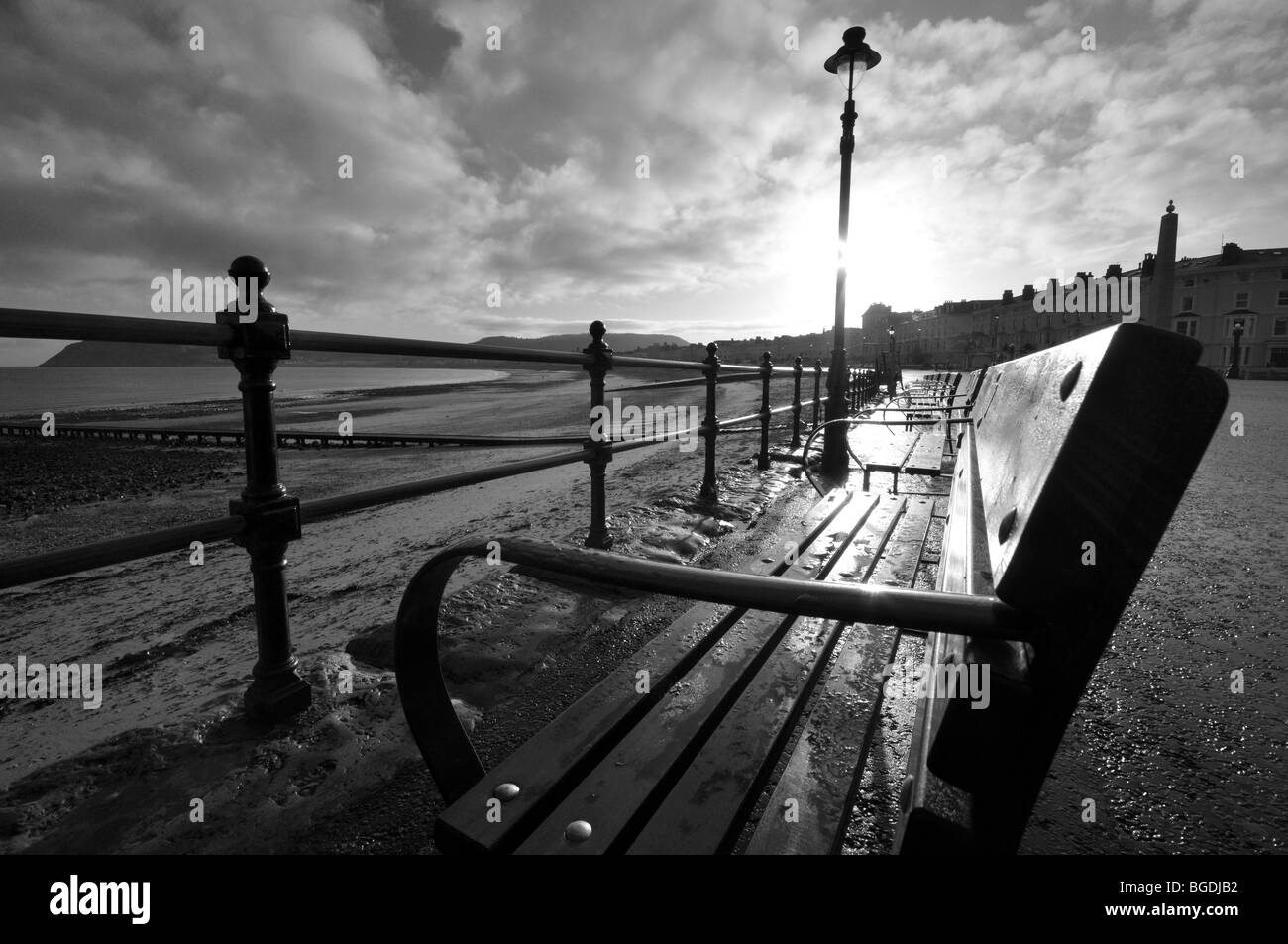 Fotografia in bianco e nero il lungomare di Llandudno North Wales UK Foto Stock