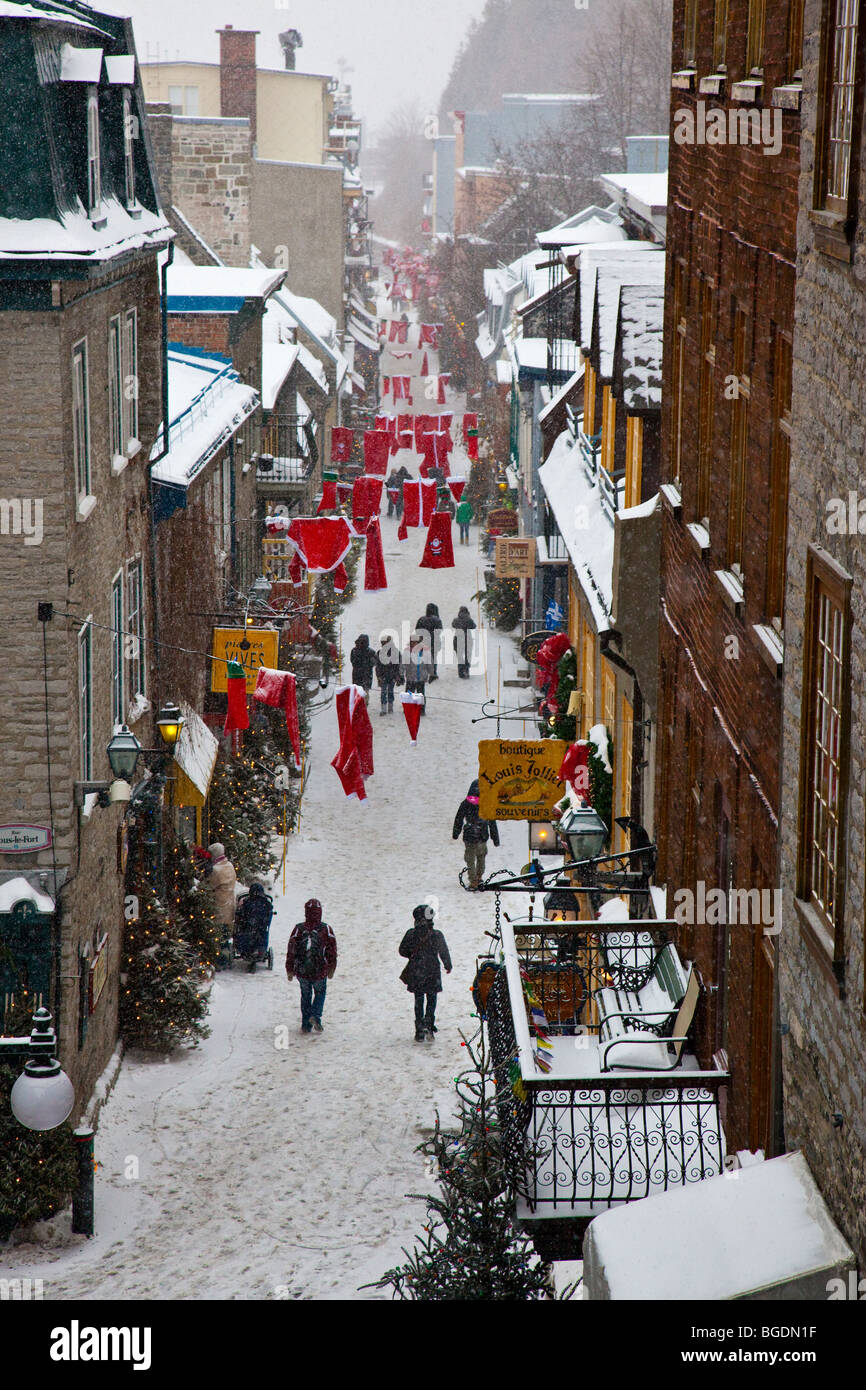 Rue du Petit Champlain nel basso Vecchia Quebec City, in Canada Foto Stock