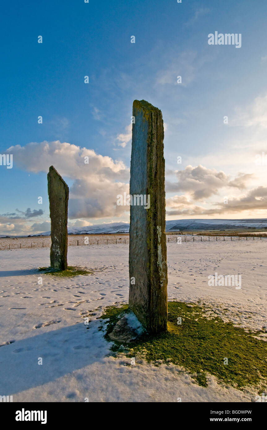 Il comitato permanente delle pietre di Stenness Orkney continentale, regione delle Highlands Scozzesi. Regno Unito 5689 SCO Foto Stock