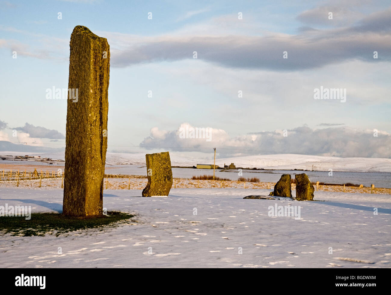 Il comitato permanente delle pietre di Stenness Orkney continentale, regione delle Highlands Scozzesi. Regno Unito 5698 SCO Foto Stock