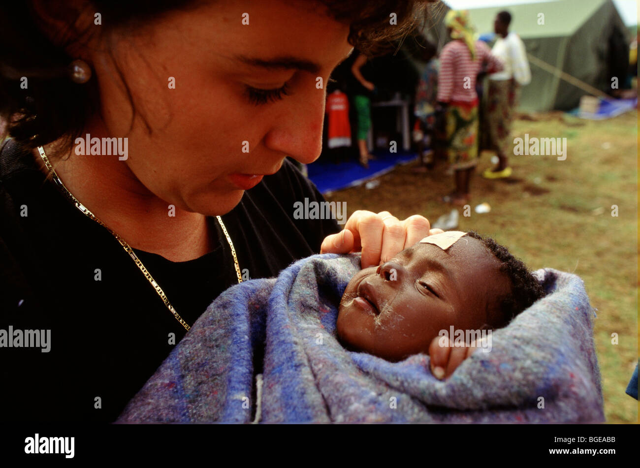 Obiettivo di minori non accompagnati di camp di Kibumba detiene 1.000 bambini. Agosto 1994 Foto Stock