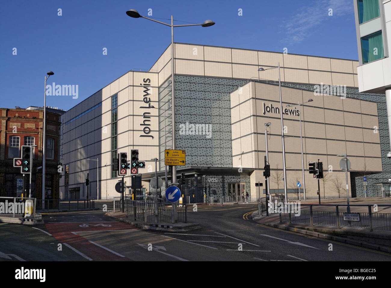 Sviluppo di edifici del John Lewis Department Store nel centro di Cardiff nel Galles nel Regno Unito Foto Stock