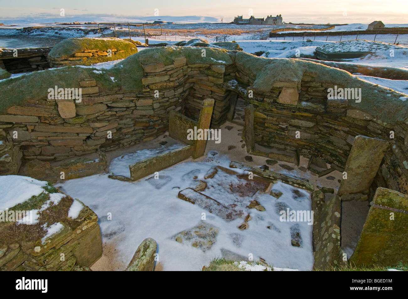 Skara Brae nord europa miglior conservati villaggio neolitico di Orkney continentale regione delle Highlands Scozzesi SCO 5753 Foto Stock