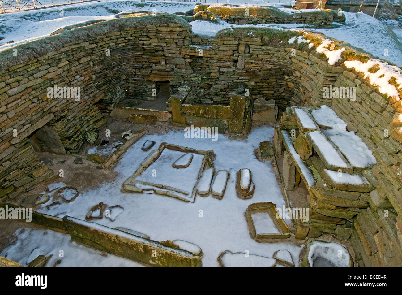 Skara Brae nord europa miglior conservati villaggio neolitico di Orkney continentale regione delle Highlands Scozzesi SCO 5755 Foto Stock