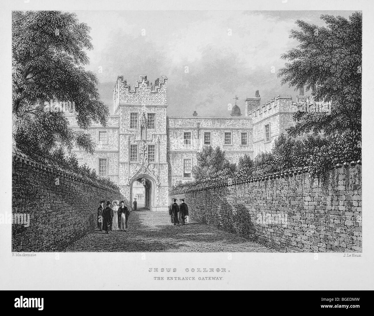 Jesus College di Cambridge, il portale di ingresso Foto Stock