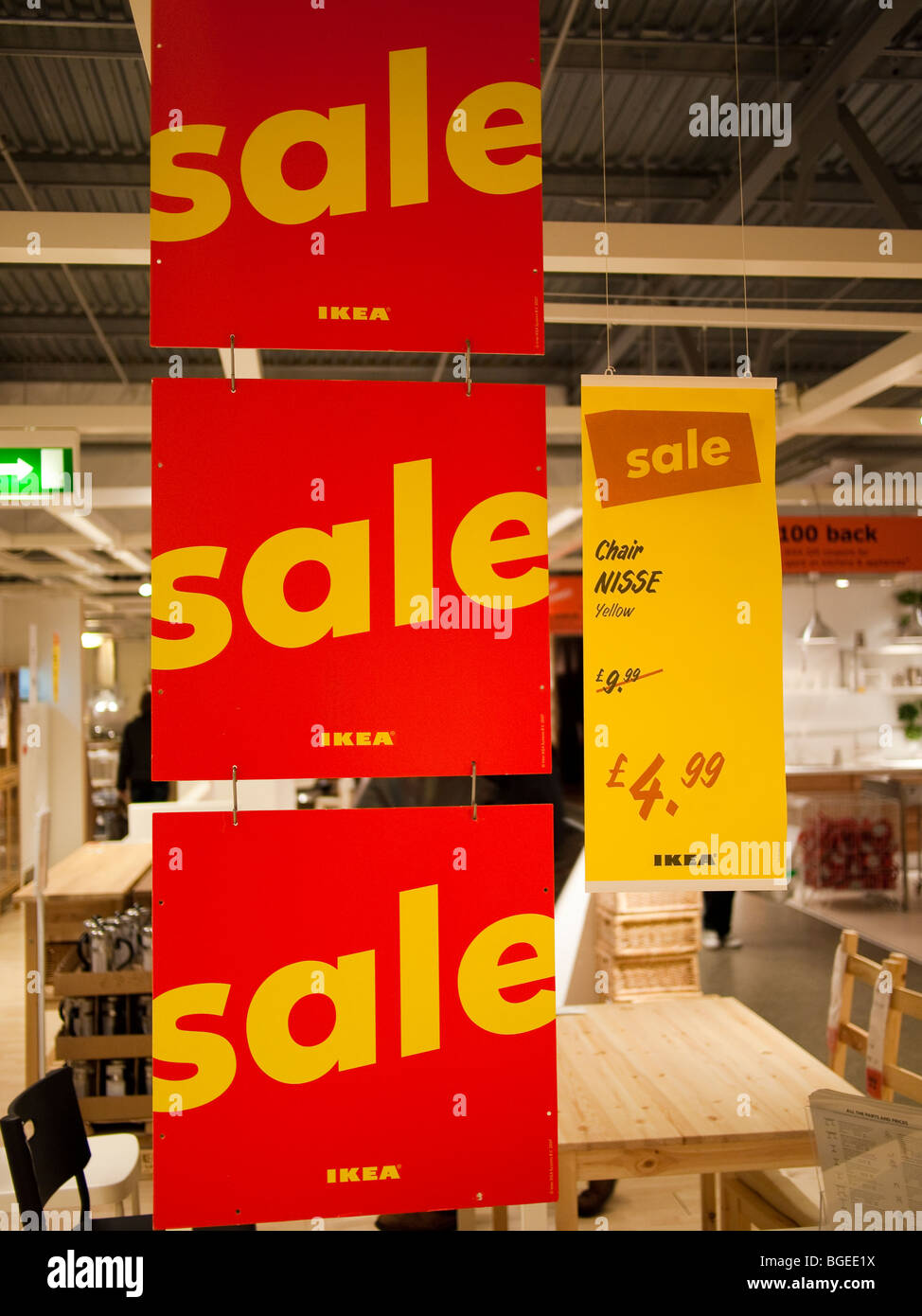 Rosso e Giallo segni di vendita Foto Stock