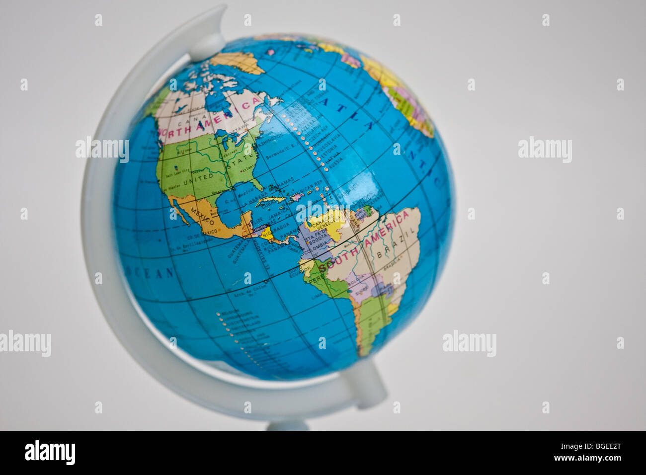 Globo mostra il nord e sud america compresi Canada Stati Uniti Messico, Brasile e altri paesi dell'america latina Foto Stock