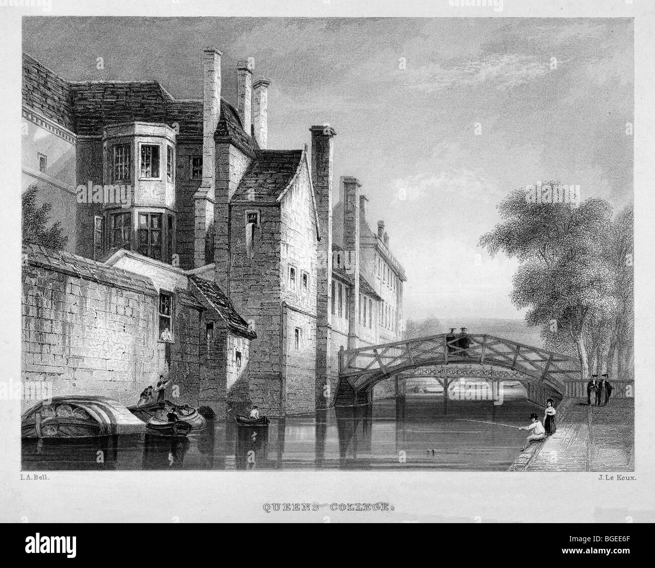 Queens' College di Cambridge - matematici ponte sopra il fiume Cam Foto Stock