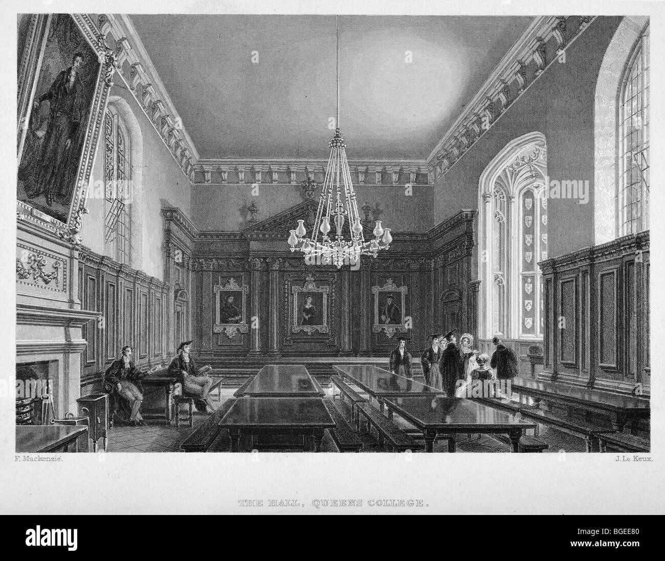 Queens' College di Cambridge, interno della Hall Foto Stock