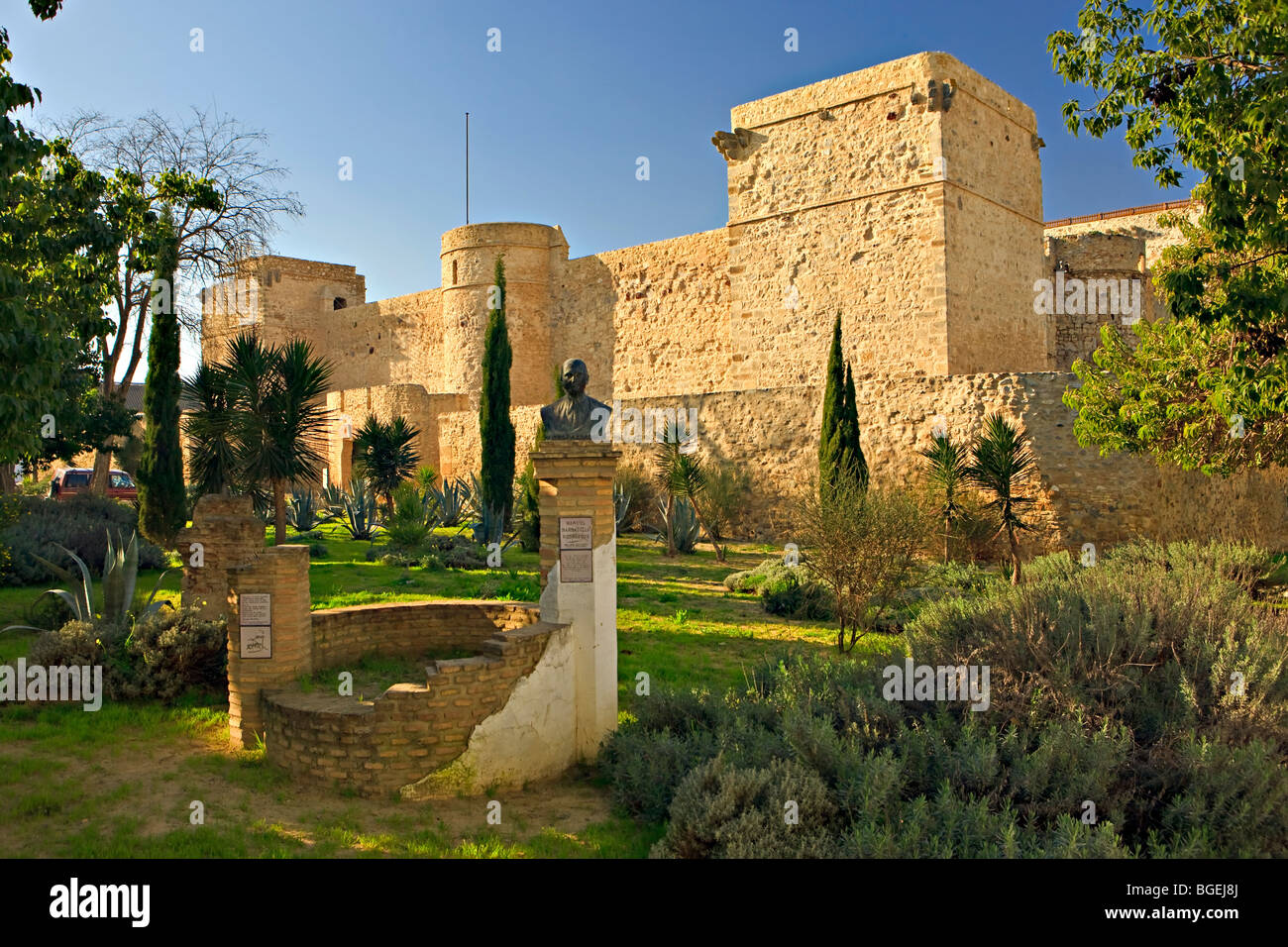 Mura del Castello nella città di Sanlucar de Barrameda, Provincia di Cadice, Andalusia (Andalucia), Spagna, Europa. Foto Stock