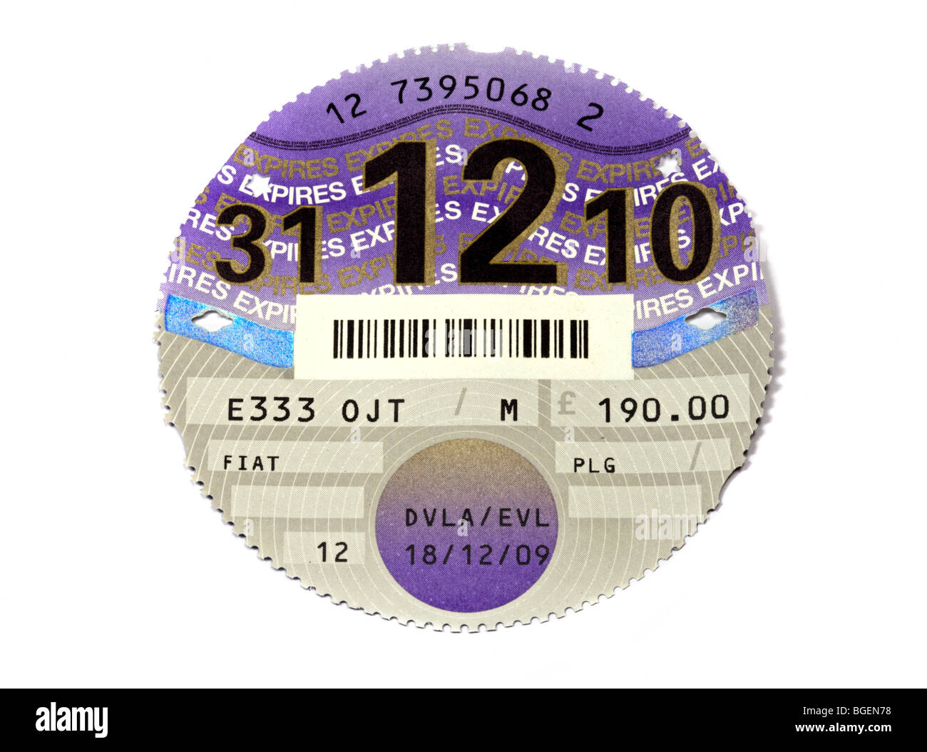 UK auto bollo Foto Stock