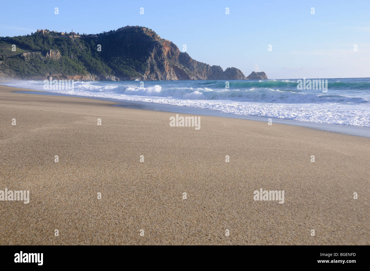 Spiaggia di Cleopatra di Alanya, Turchia, Türkiye, Alanya, Mare Mediterraneo Foto Stock