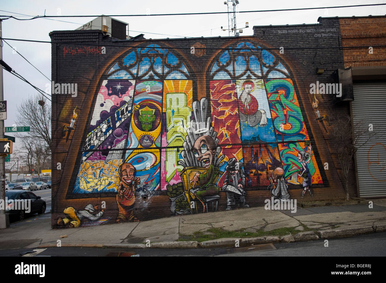 Un murale in corrispondenza del punto nel quartiere del Bronx a New York Foto Stock