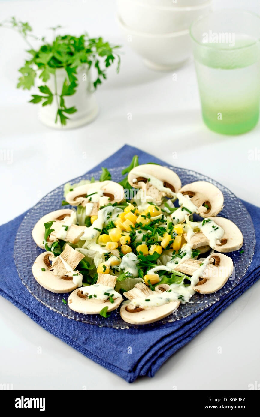 Insalata di funghi. Ricetta disponibile. Foto Stock