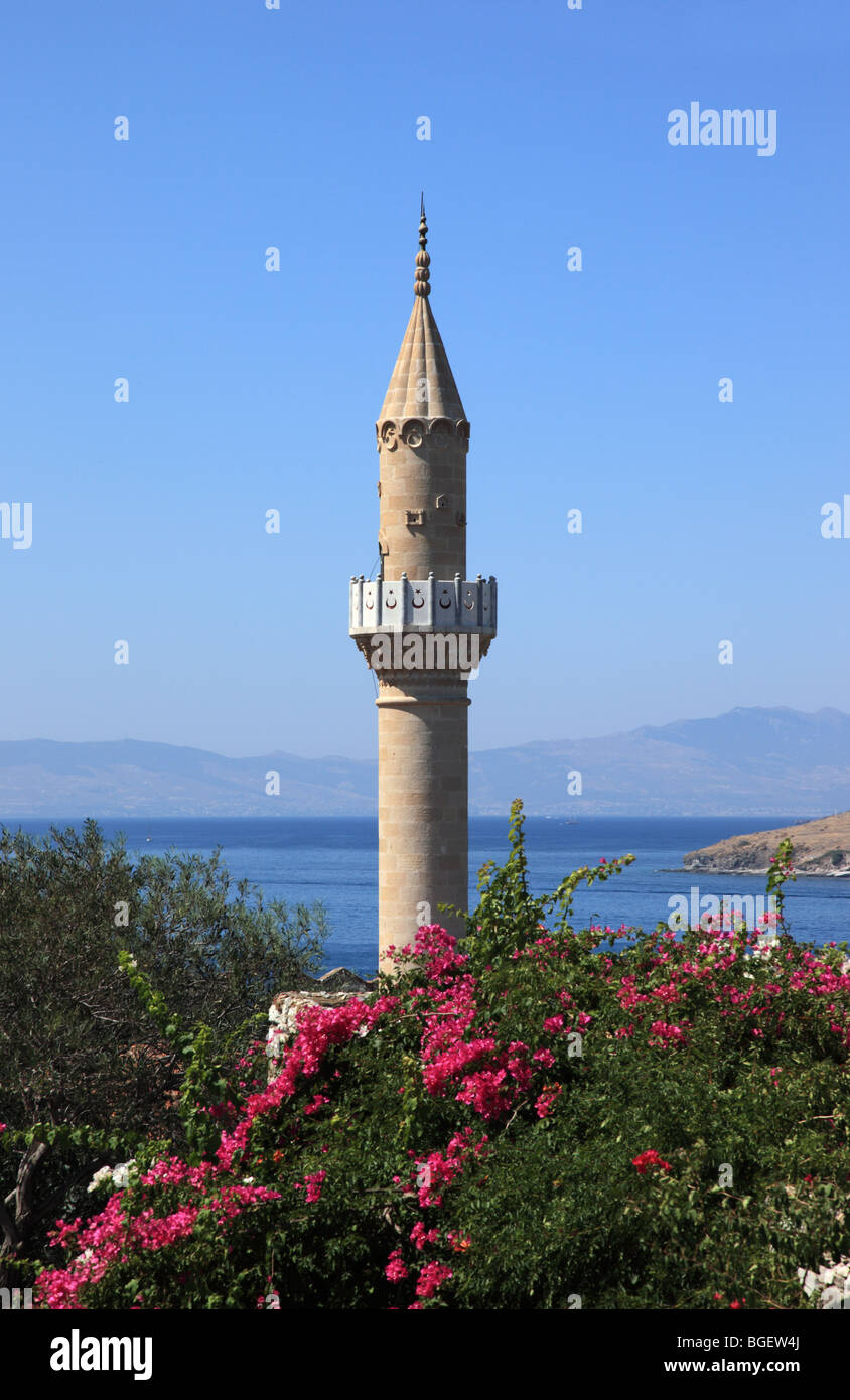 Minareto della moschea all interno del castello di San Pietro, bodrum, Turchia Foto Stock