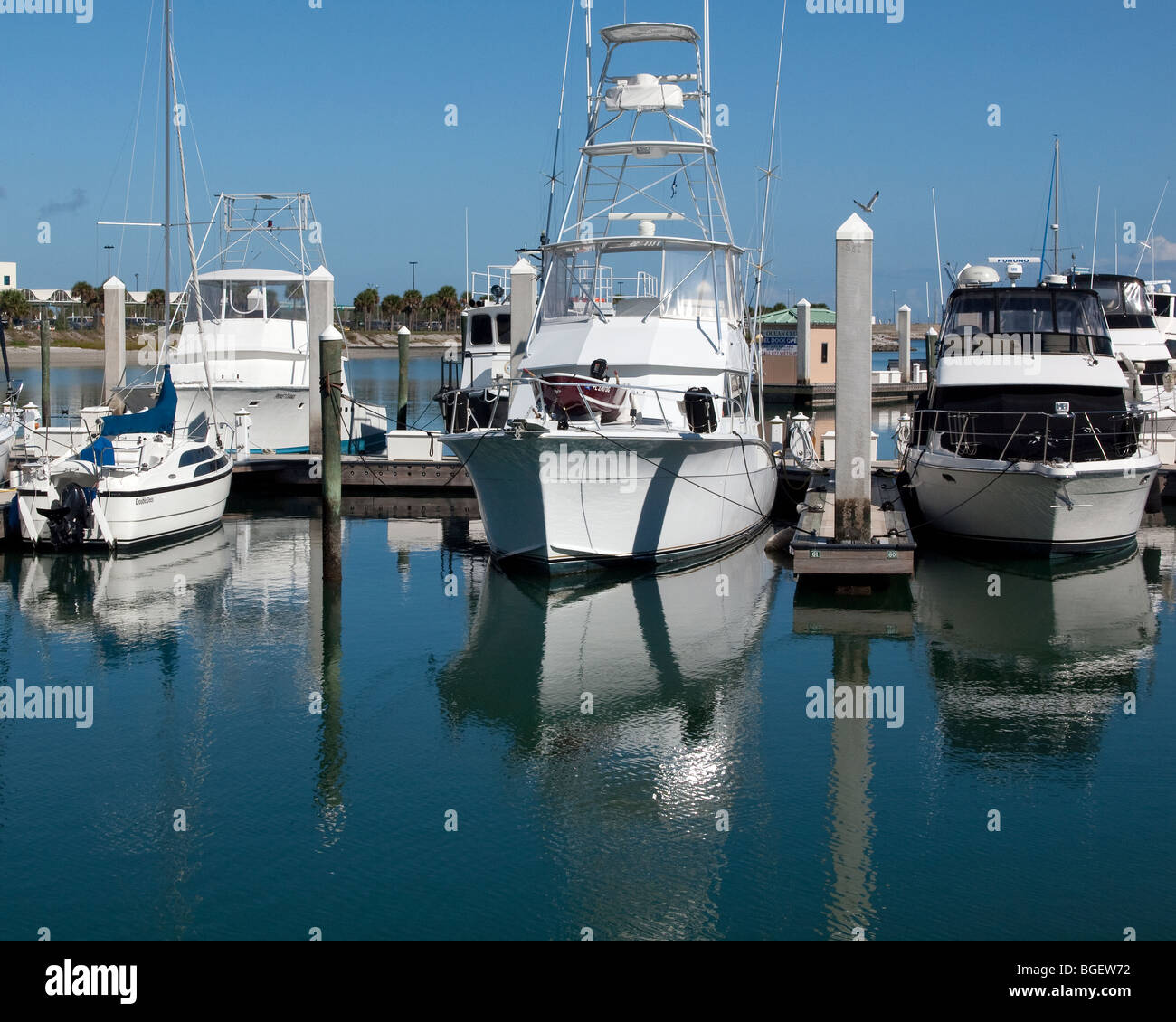 PORT CANAVERAL SULLA COSTA ATLANTICA di East Central Florida appena a sud del capo e il Centro Spaziale Kennedy Foto Stock