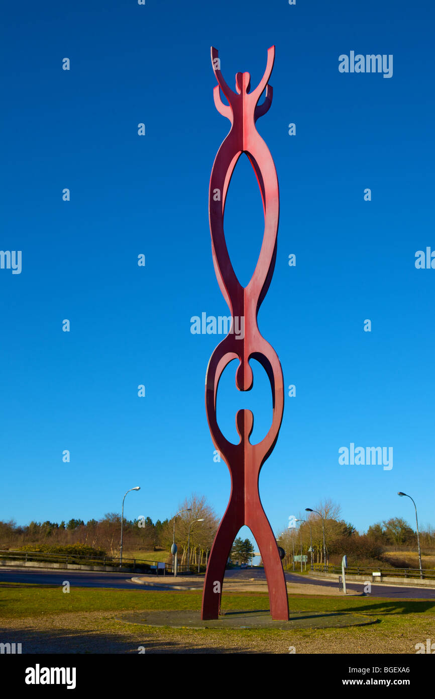 "Reazione a catena" da ray Smith, 1992, taglio laser e verniciato, Campbell Park, Skeldon Gate, off Silbury Boulevard, Milton Keynes. Foto Stock